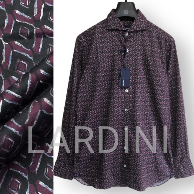 新品 LARDINI ラルディーニ イタリア製 総柄 カッタウェイ シャツ 39