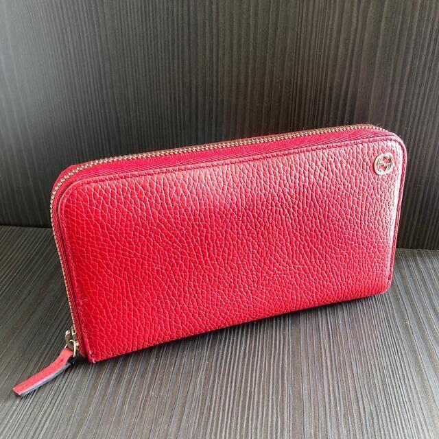 GUCCI グッチ 長財布 インターロッキング レッド ラウンドファスナー