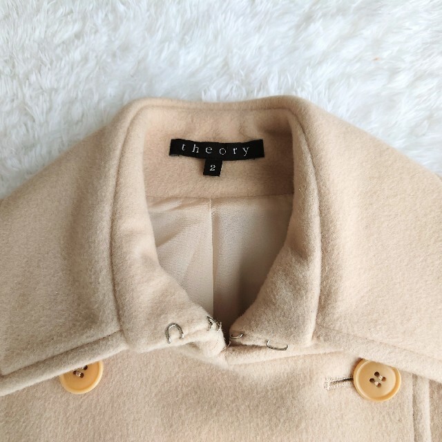 theory(セオリー)の美品 セオリー ロングコート アンゴラ カシミヤ混 ベージュ 長袖 2 M レディースのジャケット/アウター(ロングコート)の商品写真