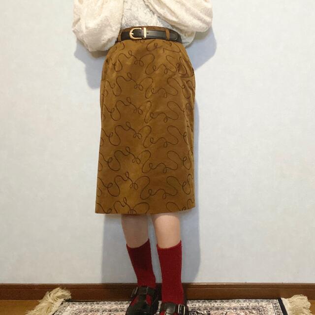 Santa Monica(サンタモニカ)の【フォロー割】古着　ヴィンテージ　レトロ　うねうね柄　スカート レディースのスカート(ひざ丈スカート)の商品写真