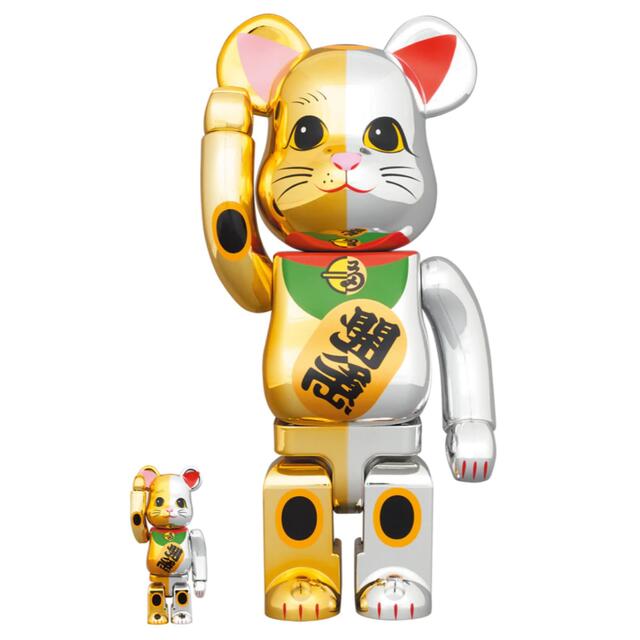 フィギュアBE@RBRICK 招き猫 千万両 金×開運 銀 100％ & 400％