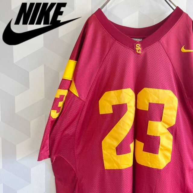 【90年代 ナイキ】XXLサイズ 刺繍ロゴ 半袖 ゲームシャツ ワイン nike