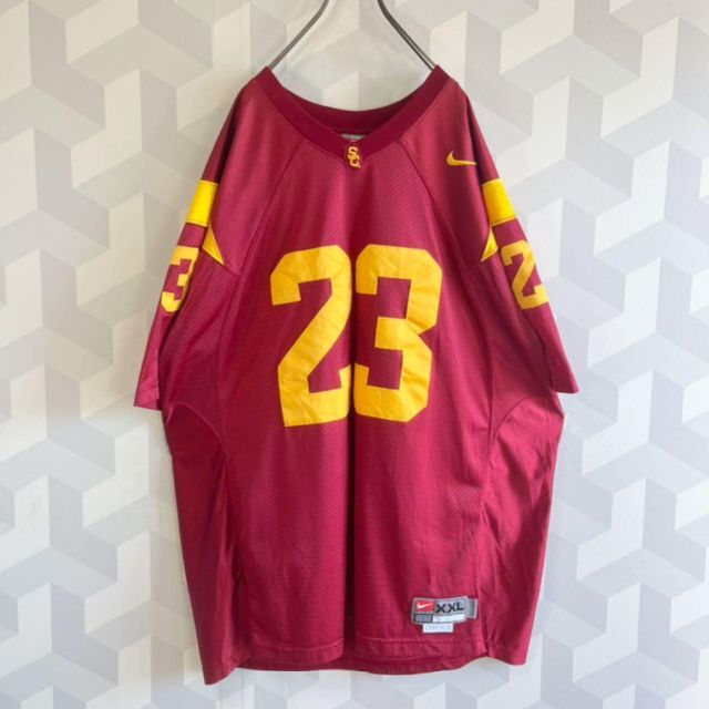 【90年代 ナイキ】XXLサイズ 刺繍ロゴ 半袖 ゲームシャツ ワイン nike