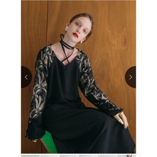 マルテ(Marte)のCross Neck JQ Sleeve Dress(ロングワンピース/マキシワンピース)