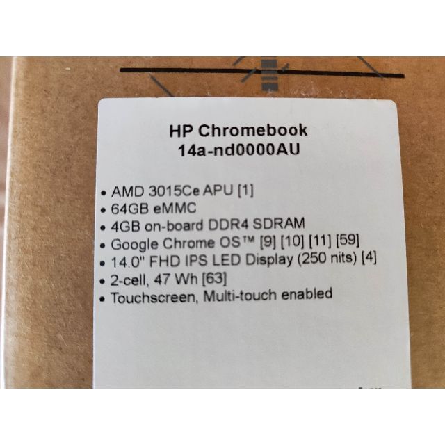 HP(ヒューレットパッカード)の新品同様 HP chromebook 14-nd0000AU  14インチ スマホ/家電/カメラのPC/タブレット(ノートPC)の商品写真