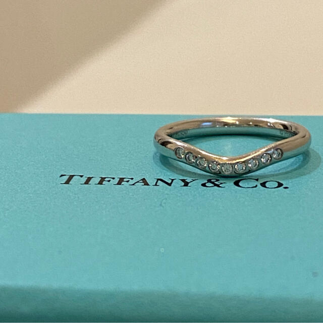 TIFFANY&Co.ティファニーカーブドバンドリング9PダイヤモンドPT7号