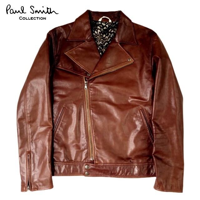 Paul Smith(ポールスミス)のポールスミスコレクション 最高級ゴートレザー裏鱗柄ダブルライダース M メンズのジャケット/アウター(ライダースジャケット)の商品写真