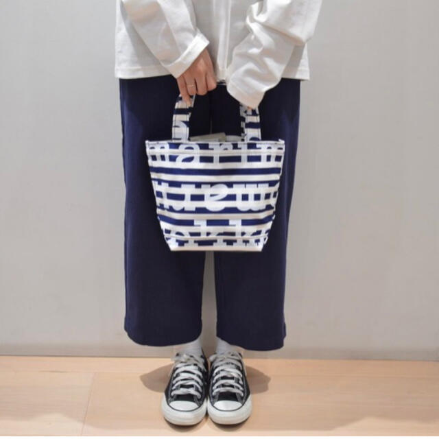 新品 マリメッコ Marimekko トートバッグ TASARAITA LOGO PIENI AHKERA ダークブルー