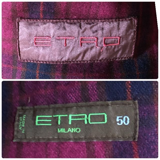 ETRO カシミヤ テーラードジャケット 50/エトロ チェック エルボーパッチ 3