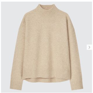 ユニクロ(UNIQLO)の【試着のみ】ユニクロ スフレヤーンモックネックセーター Lサイズ ベージュ(ニット/セーター)