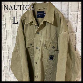 ノーティカ(NAUTICA)の【美品】NAUTICA ノーティカ　デニム　カバーオール　カーキ　大きめL(Gジャン/デニムジャケット)