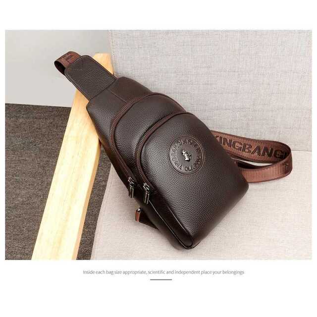りとした メンズ ブラウン レザー ショルダーバッグ日本未入荷 未発売