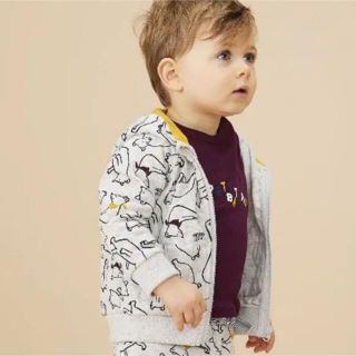 プチバトー(PETIT BATEAU)の【匿名発送】秋用冬用　ベビー服　子供服　プチバトーくまパーカー　12m/74cm(ジャケット/コート)