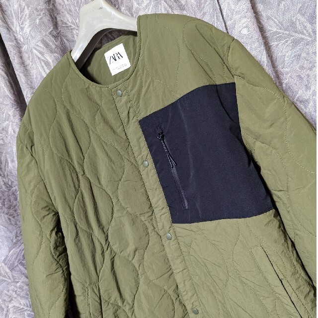 ZARA - ZARAノーカラーキルティングジャケットの通販 by Mino's shop|ザラならラクマ
