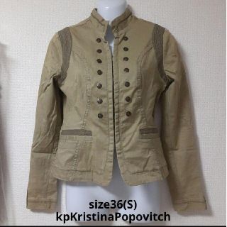 アッシュペーフランス(H.P.FRANCE)のkpKristinaPopovitchカーキジャケットsize36(S)中古(ノーカラージャケット)