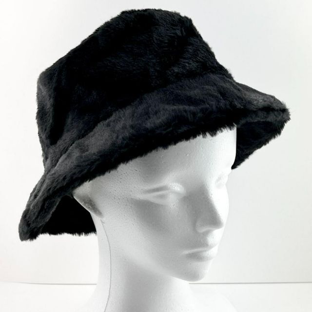 新品 帽子 バケットハット ファー トレンド かわいい ユニセックス ブラック レディースの帽子(ハット)の商品写真