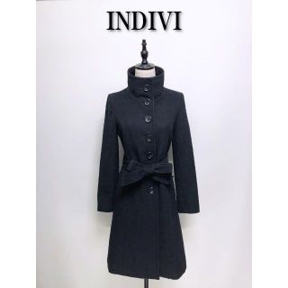 INDIVI - 554 インディヴィ アンゴラスタンドカラーコート 38 黒
