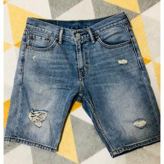 リーバイス(Levi's)のLevi''s ダメージ　クラッシュ　ハーフ　ジーンズ　デニム(ショートパンツ)