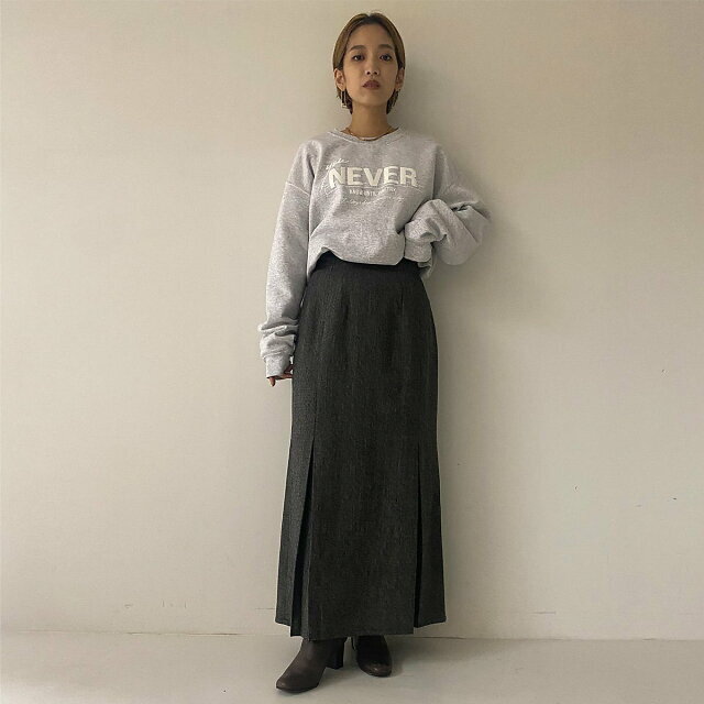 【グレー】【WEB限定】ネップラインスカート 1
