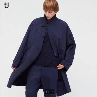 ユニクロ(UNIQLO)の+J オーバーサイズステンカラーコート ネイビーL ユニクロ 2021SS(ステンカラーコート)