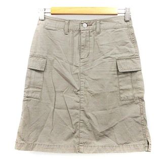 カーハート(carhartt)のカーハート スカート 台形 ひざ丈 ワーク スリットチェック ベージュ XS(ひざ丈スカート)