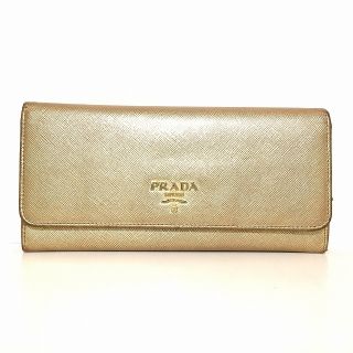 プラダ(PRADA)のプラダ 長財布 - ゴールド×ピンク レザー(財布)