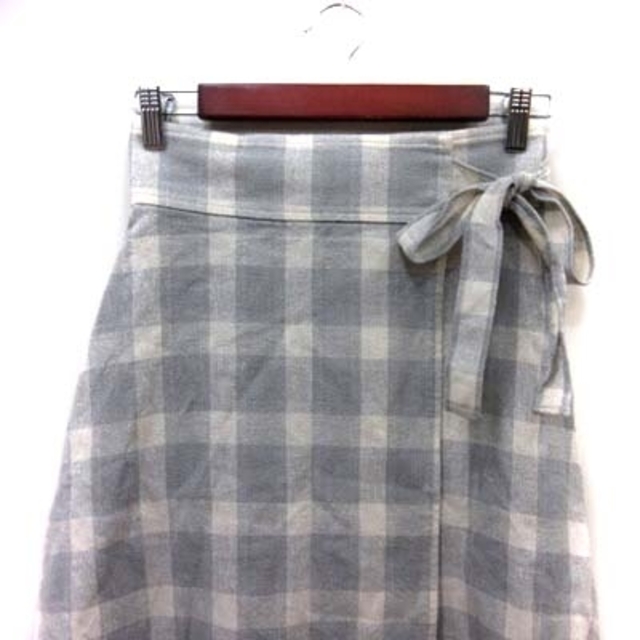 JILLSTUART(ジルスチュアート)のジルスチュアート ラップスカート ミモレ ロング 絹 麻混 0 グレー 白 レディースのスカート(ロングスカート)の商品写真