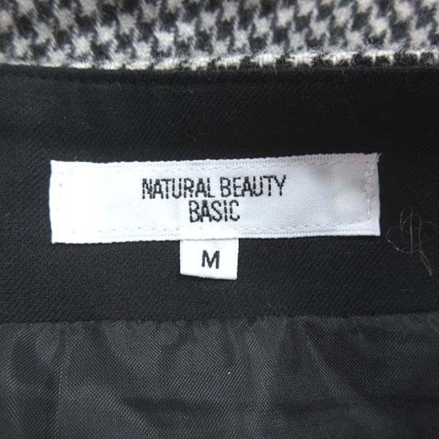NATURAL BEAUTY BASIC(ナチュラルビューティーベーシック)のナチュラルビューティーベーシック フレアスカート ミニ 千鳥格子 ウール M 黒 レディースのスカート(ミニスカート)の商品写真