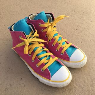 コンバース(CONVERSE)のコンバース♡ハイカット スニーカー 23.5 ピンク 黄色 水色 カラフル (スニーカー)