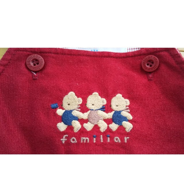 familiar(ファミリア)のfamiliar ジャンパースカートとカットソーのセット 70cm 女の子 キッズ/ベビー/マタニティのベビー服(~85cm)(ワンピース)の商品写真