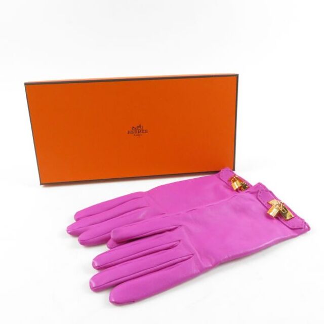未使用級】エルメス カシミヤ グローブ Filipa Gloves ピンク M-