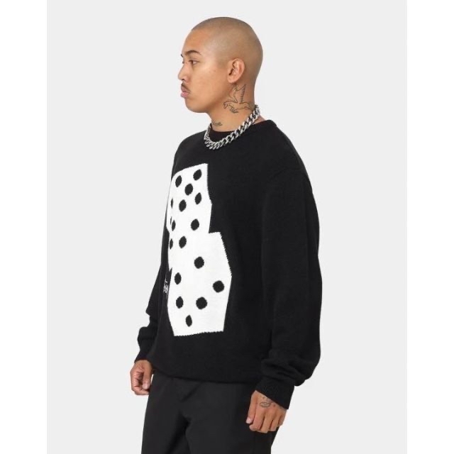 【新品】stussy セーター サイズL サイコロ ブラック