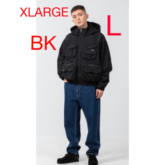 XLARGE(エクストララージ)の大人気XLARGEテクニカルナイロンジャケットBK L メンズのジャケット/アウター(ナイロンジャケット)の商品写真