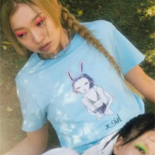 X-girl(エックスガール)のXGIRL Tシャツ ERI WAKIYAMA コラボ　サックス　水色　XL レディースのトップス(Tシャツ(半袖/袖なし))の商品写真