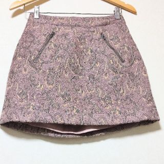 スナイデル(SNIDEL)のsnidel　スナイデル　刺繍　ウール混　スカート　サイズ0　S　パープル　紫(ミニスカート)