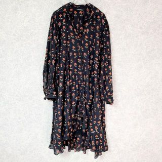 ザラ(ZARA)の【ZARA】womanローズプリントインナー付アシメロングワンピース薔薇花柄バラ(ロングワンピース/マキシワンピース)