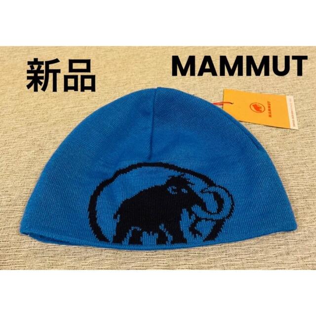 Mammut(マムート)のMAMMUT マムート  ロゴ ビーニー LOGO BEANIE ブルー メンズの帽子(ニット帽/ビーニー)の商品写真