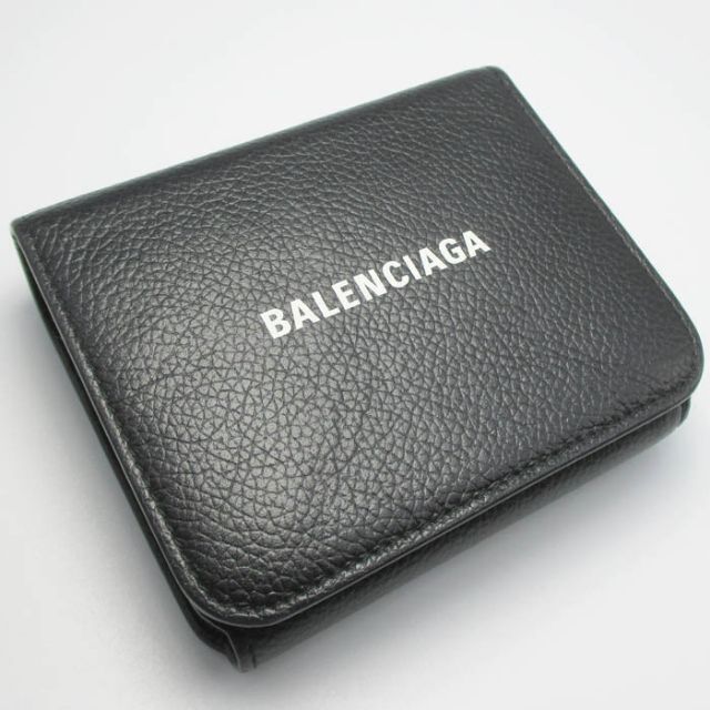 BALENCIAGA バレンシアガ ３つ折りブラックレザーウォレット - 財布