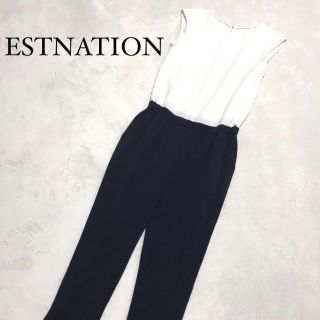 エストネーション(ESTNATION)の【美品】エストネーション オールインワン 切り替え ノースリーブ ストレッチ素材(オールインワン)