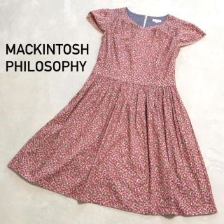 マッキントッシュフィロソフィー(MACKINTOSH PHILOSOPHY)の【超美品】マッキントッシュ フィロソフィー ワンピース ピンク 花 総柄 38(ひざ丈ワンピース)