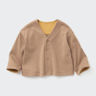 ユニクロ(UNIQLO)の▶︎ユニクロ◀︎ソフトタッチコットンカーディガン　長袖　ベージュ　90 完売品(Tシャツ/カットソー)