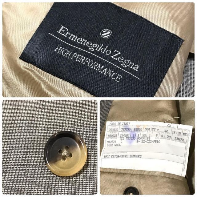 【超美品】エルメネジルドゼニア スーツ セットアップ グレー 格子柄 3B 50 3