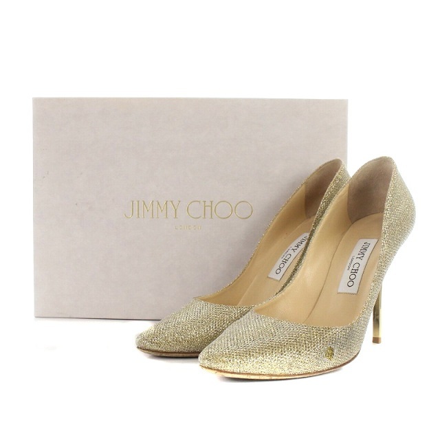 JIMMY CHOO(ジミーチュウ)のジミーチュウ パンプス ラメ ハイヒール 38 25cm ゴールド色 レディースの靴/シューズ(ハイヒール/パンプス)の商品写真