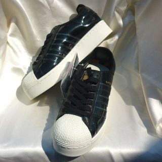 アディダス(adidas)のYui様用◆25cmアディダスオリジナルススーパースター黒エナメル厚底スニーカー(スニーカー)