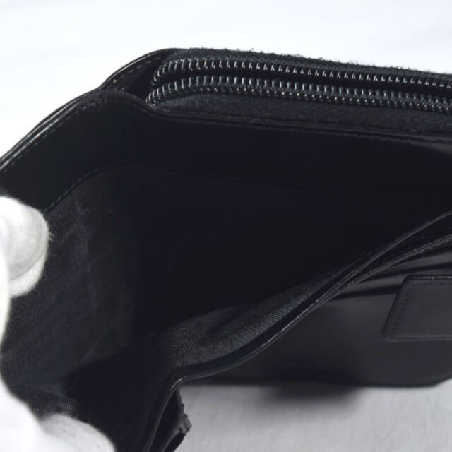 PRADA / プラダ □ 二つ折り財布 パテントレザー ブラック 財布