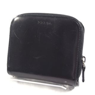 プラダ(PRADA)のPRADA / プラダ ■ 二つ折り財布 パテントレザー ブラック 財布 / サイフ / ウォレット / wallet / コイン ブランド 中古 [0990007616](財布)