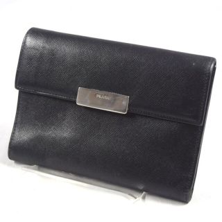 プラダ(PRADA)のPRADA / プラダ ■ 三つ折り財布 レザー ブラック 財布 / サイフ / ウォレット / wallet / コイン ブランド 中古 [0990007679](財布)