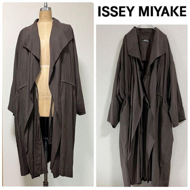 ISSEY MIYAKE イッセイミヤケ シルクコットン ロングガウンコート　M