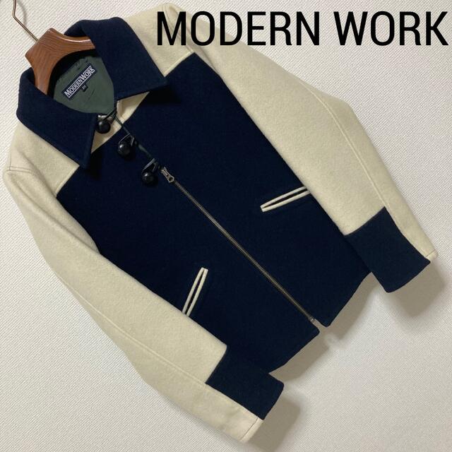 MODERN WORK モダンワーク■ウール レザーパーツ オールド ジャケット