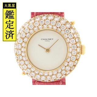 ショーメ(CHAUMET)のショーメ　アノー　ダイヤベゼル　98915　クォーツ　YG/革【433】(腕時計)